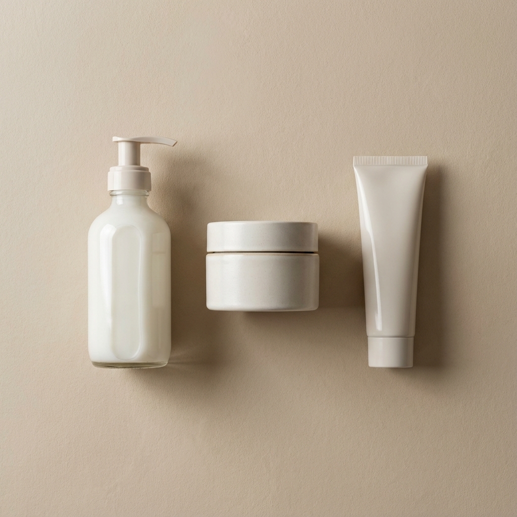 Drei Produkte für die Microneedling-Nachpflege: Reiniger, Feuchtigkeitscreme, Sonnenschutz