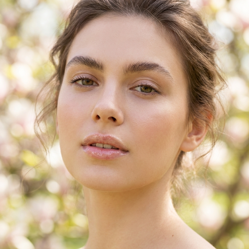 Nahaufnahme von gepflegt wirkenden, natürlich glänzenden Lippen im weichen Tageslicht