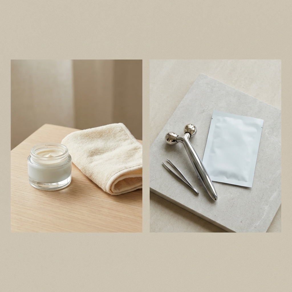 Infografik ohne Text: Vergleich zwischen Ausreinigung zu Hause und professioneller Ausreinigung im Studio.