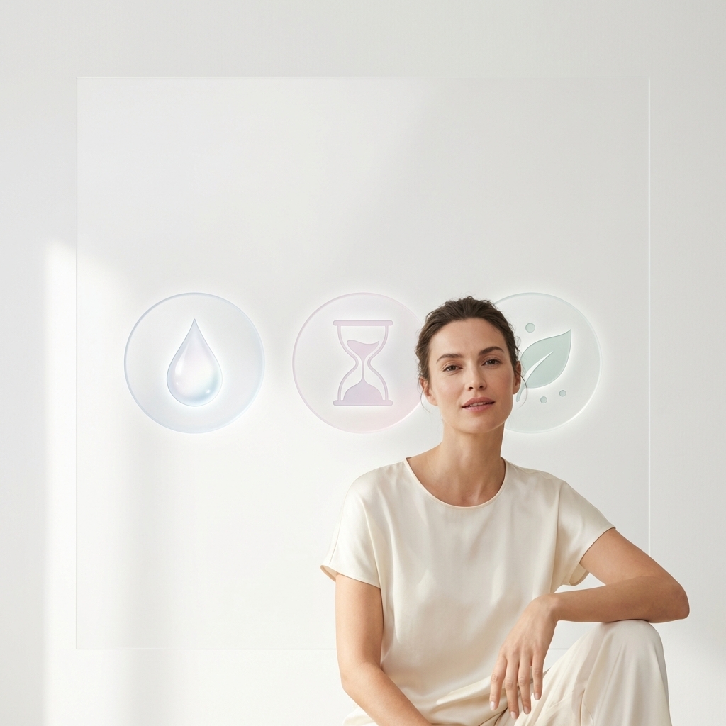 Infografik zu Zielen einer Gesichtsbehandlung in Fellbach: Glow, Anti-Aging und Problemhaut.