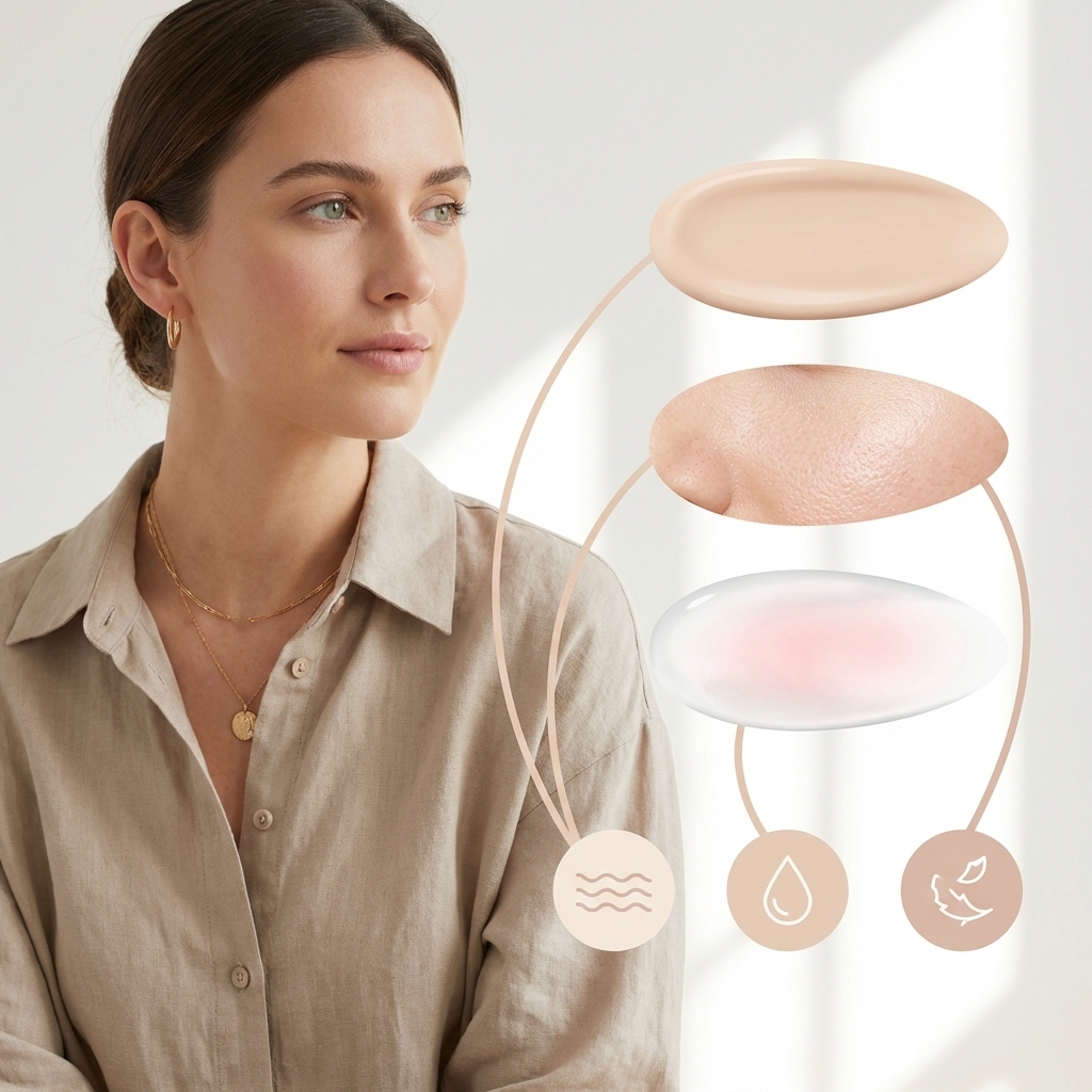 Infografik mit drei Hautzuständen und passenden Peeling-Methoden zur Einschätzung der Verträglichkeit