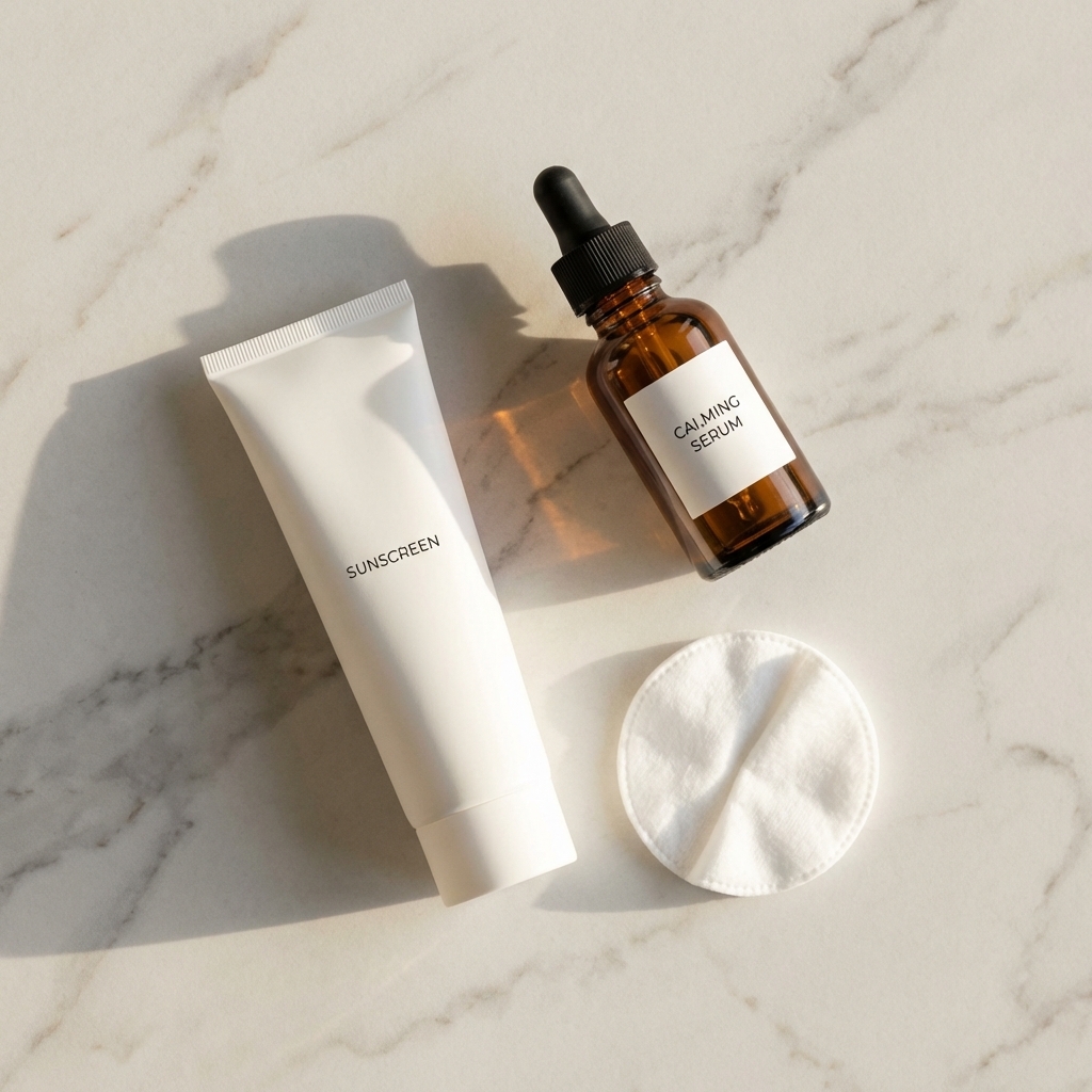 Einfache Infografik mit drei Formen, die den schrittweisen Glättungseffekt von Microneedling bei Aknenarben darstellen