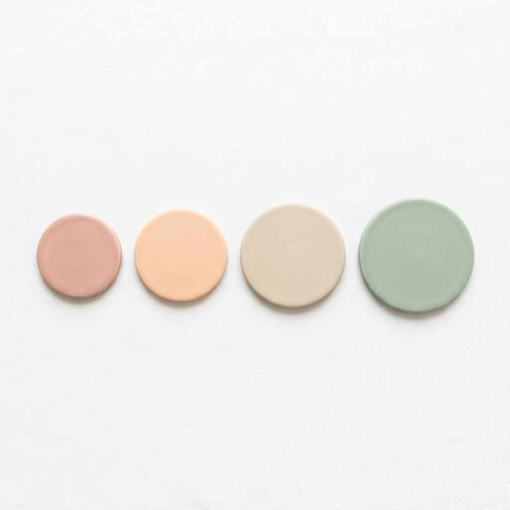 Vier farblich abgestufte Kreise symbolisieren die Heilungsphasen nach kosmetischen Behandlungen