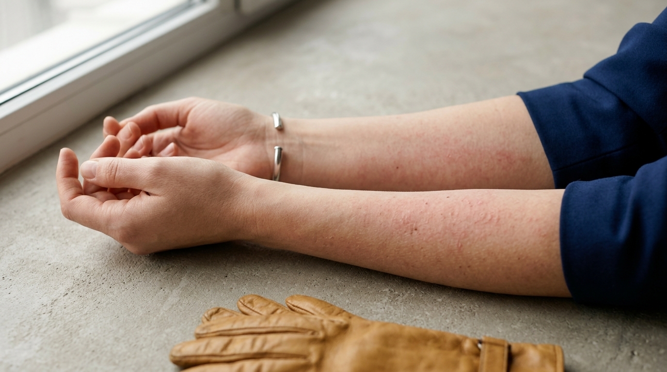 Vergleich zwischen ruhig verheilter und noch gereizter Haut ohne Text